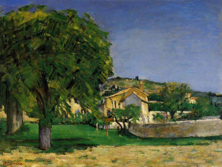 Chestnut Trees and Farmstead of Jas de Bouffin - Paul Cezanne Painting